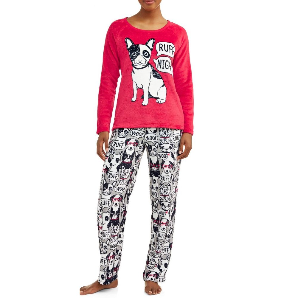Womens Secret Treasures RUFF NIGHT Fleece Dogs Pajamas Size M 8/10  L 12/14 NWT